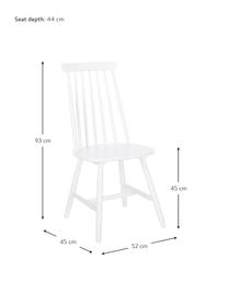 Windsor-Holzstühle Milas in Weiss, 2 Stück, Kautschuckholz, lackiert, Weiss, B 52 x T 45 cm