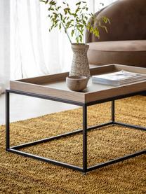 Tavolino rotondo da salotto in legno e metallo nero Forden, Struttura: metallo laccato, Marrone, Larg. 90 x Alt. 40 cm