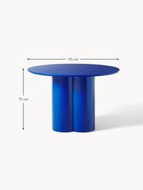 Mesa de comedor redonda de madera Keva, tamaños diferentes, Tablero de fibras de densidad media (MDF) con certificado FSC, recubierto, Azul real, Ø 115 cm