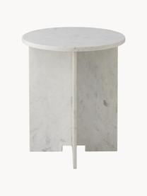 Table d'appoint ronde en marbre Jasmina, Marbre, Blanc, marbré, Ø 46 x haut. 53 cm