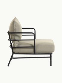 Fotel ogrodowy Mareluz, Stelaż: metal ocynkowany i lakier, Greige tkanina, czarny, S 80 x G 76 cm