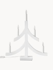 Sapin de Noël blanc en bois avec bougies LED Pagod, Blanc ivoire, larg. 40 x haut. 48 cm