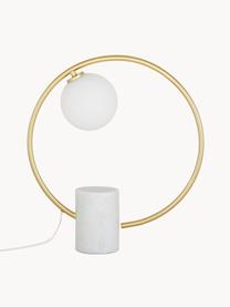 Lámpara de mesa de mármol Soho, estilo glam, Pantalla: vidrio, Cable: plástico, Blanco, latón, An 40 x Al 42 cm