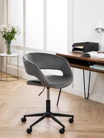 Chaise de bureau en velours Grace, Velours gris foncé, larg. 56 x prof. 54 cm