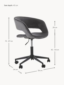 Samt-Drehstuhl Grace, höhenverstellbar, Bezug: Polyester 25.000 Scheuert, Gestell: Metall, pulverbeschichtet, Samt Dunkelgrau, B 56 x T 54 cm