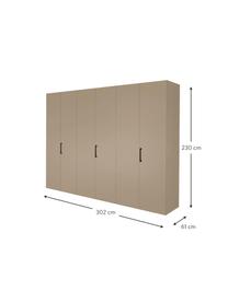 Drehtürenschrank Madison 6-türig, inkl. Montageservice, Korpus: Holzwerkstoffplatten, lac, Sandfarben, Ohne Spiegeltür, B 302 cm x H 230 cm