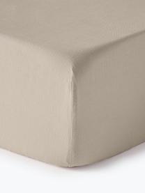 Boxspring-Spannbettlaken Airy, gewaschenes Leinen, Beige, B 90 x L 200 cm, H 35 cm