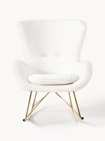 Plyšová hojdacia stolička Wing, Plyšová krémovobiela, odtiene zlatej, Š 77 x H 109 cm