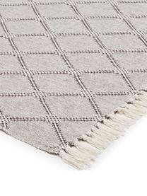 Plaid Diamond con motivo a rombi, 100% cotone, Grigio, nero, bianco, Larg. 125 x Lung. 150 cm