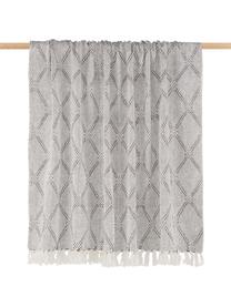 Plaid Diamond con motivo a rombi, 100% cotone, Grigio, nero, bianco, Larg. 125 x Lung. 150 cm