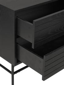 Credenza moderna nera con ante Johan, Piedini: metallo verniciato a polv, Nero, Larg. 160 x Alt. 75 cm