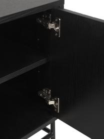 Modern dressoir Johan met deuren in zwart, Frame: MDF met eikenhoutfineer, , Poten: gepoedercoat metaal, Zwart, B 160 x H 75 cm