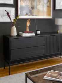 Modernes Sideboard Johan mit Türen in Schwarz, Korpus: Mitteldichte Holzfaserpla, Füße: Metall, pulverbeschichtet, Schwarz, B 160 x H 75 cm