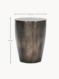 Kulatý odkládací stolek Meta, ručně vyrobený, Potažený hliník, Tmavě šedá s metalickým zakončením, Š 33 cm, V 44 cm