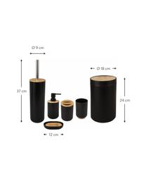 Accessoires de salles de bain noirs Decent, 4 élém., Noir, bois clair, Lot de différentes tailles