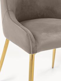 Fluwelen stoel Ava, Bekleding: fluweel (100% polyester) , Poten: gegalvaniseerd metaal, Fluweel taupe, B 53 x D 60 cm