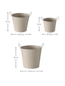 Cache-pot métal beige Derby, 3 élém., Métal, revêtement par poudre, Beige, Lot de différentes tailles