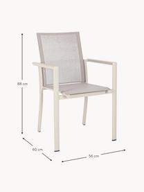 Ogrodowe krzesło z podłokietnikami Konnor, Tapicerka: tkanina, Stelaż: aluminium malowane proszk, Szary, jasny beżowy, S 56 x G 60 cm