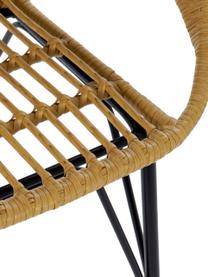 Tavolo e sedie da giardino Sunrise 3 pz, Struttura: rattan sintetico Gambe, Piano del tavolo: vetro, Beige, Larg. 64 x Prof. 59 cm