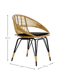 Tavolo e sedie da giardino Sunrise 3 pz, Struttura: rattan sintetico Gambe, Piano del tavolo: vetro, Beige, Larg. 64 x Prof. 59 cm