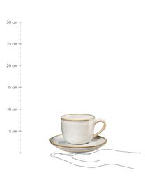 Tazas espresso con platitos de gres Saisons, 6 uds., Gres, Beige, Ø 7 x Al 6 cm