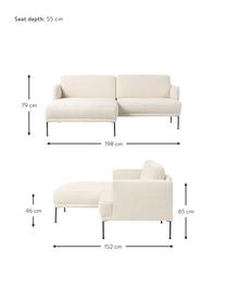 Kleines Ecksofa Fluente, Bezug: 100 % Polyester Der strap, Gestell: Massives Kiefernholz, FSC, Füße: Metall, pulverbeschichtet, Teddy Off White, B 198 x T 152 cm, Eckteil links