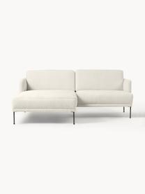 Kleines Ecksofa Fluente aus Teddystoff, Bezug: 100 % Polyester Der strap, Gestell: Massives Kiefernholz, Bir, Teddy Off White, B 198 x T 152 cm, Eckteil links