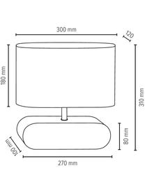 Lámpara de mesa pequeña de roble Marinna, Pantalla: tela, Cable: plástico, Crema, marrón, An 30 x Al 31 cm