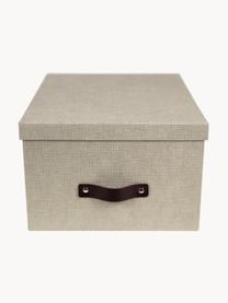 Aufbewahrungsbox Gustav, 2 Stück, Box: Canvas, fester Karton (10, Griff: Leder, Beige, B 23 x T 30 cm