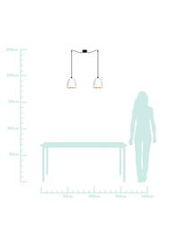 Lámpara de techo Awa Double, Anclaje: acero con pintura en polv, Cable: cubierto en tela, Blanco, negro, An 67 x Al 155 cm