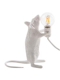 Kleine design tafellamp Mouse, Lamp: kunsthars, Wit, 6 x 15 cm