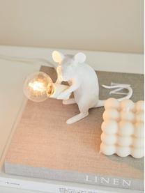 Kleine design tafellamp Mouse, Lamp: kunsthars, Wit, 6 x 15 cm