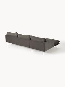 Sofa narożna z aksamitu Moby, Tapicerka: aksamit (wysokiej jakości, Stelaż: lite drewno sosnowe, Nogi: metal malowany proszkowo , Taupe aksamit, S 280 x G 160 cm, lewostronna