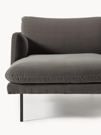 Samt-Ecksofa Moby, Bezug: Samt (Hochwertiger Polyes, Gestell: Massives Kiefernholz, Beine: Metall, pulverbeschichtet, Samt Taupe, B 280 x T 160 cm, Eckteil links