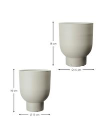 Kleine plantenpottenset Anga, 2-delig, Gecoat metaal, Beige, Set met verschillende formaten