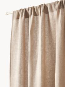 Rideaux semi-transparents avec coulisses supérieures Harmony, 2 pièces, 100 % pur lin, Beige, larg. 140 x long. 260 cm