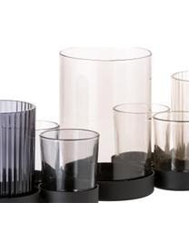 Windlicht-Set Gina, 9-tlg., Windlicht: Glas, Unterteil: Metall, Mehrfarbig, transparent, B 45 x H 14 cm