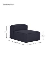 Mittelmodul Lennon, Bezug: 100 % Polyester Der strap, Gestell: Massives Kiefernholz FSC-, Füße: Kunststoff, Webstoff Dunkelblau, B 89 x T 119 cm