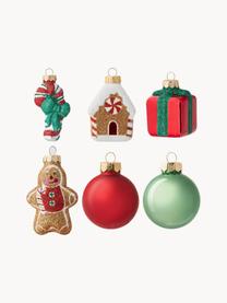 Mondgeblazen kerstboomhangers Margot van glas, set van 18, Glas, Rood, groen, wit, goudkleurig, Set met verschillende formaten