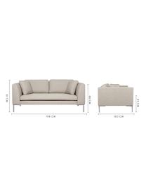 Sofa Emma (2-osobowa), Tapicerka: poliester 100 000 cykli w, Stelaż: lite drewno sosnowe, Nogi: metal galwanizowany, Beżowy, nogi: srebrny, S 194 x G 100 cm