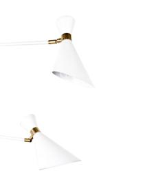 Grosse Verstellbare Wandleuchte Double Shady mit Stecker, Dekor: Metall, vermessingt, Weiss, Messing, B 87 x H 60 cm