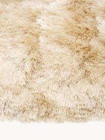 Glanzend hoogpolig vloerkleed Jimmy in ivoorkleur, rond, Bovenzijde: 100% polyester, Onderzijde: 100% katoen, Ivoorkleurig, Ø 120 cm (maat S)