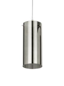 Petite suspension en verre chromé Storm, Abat-jour : gris argenté, transparent Attache et rosace : nickel