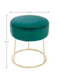 Tabouret rond en velours Clarissa, Revêtement : bleu foncé Pied : couleur dorée