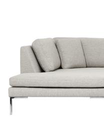 Ecksofa Emma, Bezug: Polyester 100.000 Scheuer, Gestell: Massives Kiefernholz, Füße: Metall, galvanisiert, Webstoff Beige, Füße Silber, B 302 x T 220 cm