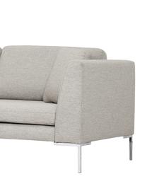 Ecksofa Emma, Bezug: Polyester 100.000 Scheuer, Gestell: Massives Kiefernholz, Füße: Metall, galvanisiert, Webstoff Beige, Füße Silber, B 302 x T 220 cm