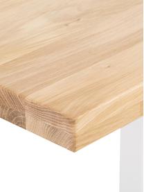 Stół do jadalni  z litego drewna Oliver, Blat: listwy z litego drewna z , Nogi: metal malowany proszkowo, Dzikie drewno dębowe, biały, S 180 x G 90 cm
