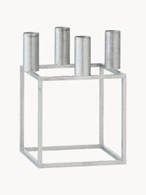 Candelabro de metal Kubus, Zinc con pintura en polvo, Plateado, An 14 x Al 20 cm