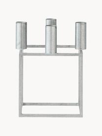 Candelabro de metal Kubus, Zinc con pintura en polvo, Plateado, An 14 x Al 20 cm