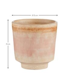 Handgemaakte plantenpot Asina, Keramiek, Oranje, beige, Ø 15 x H 15 cm